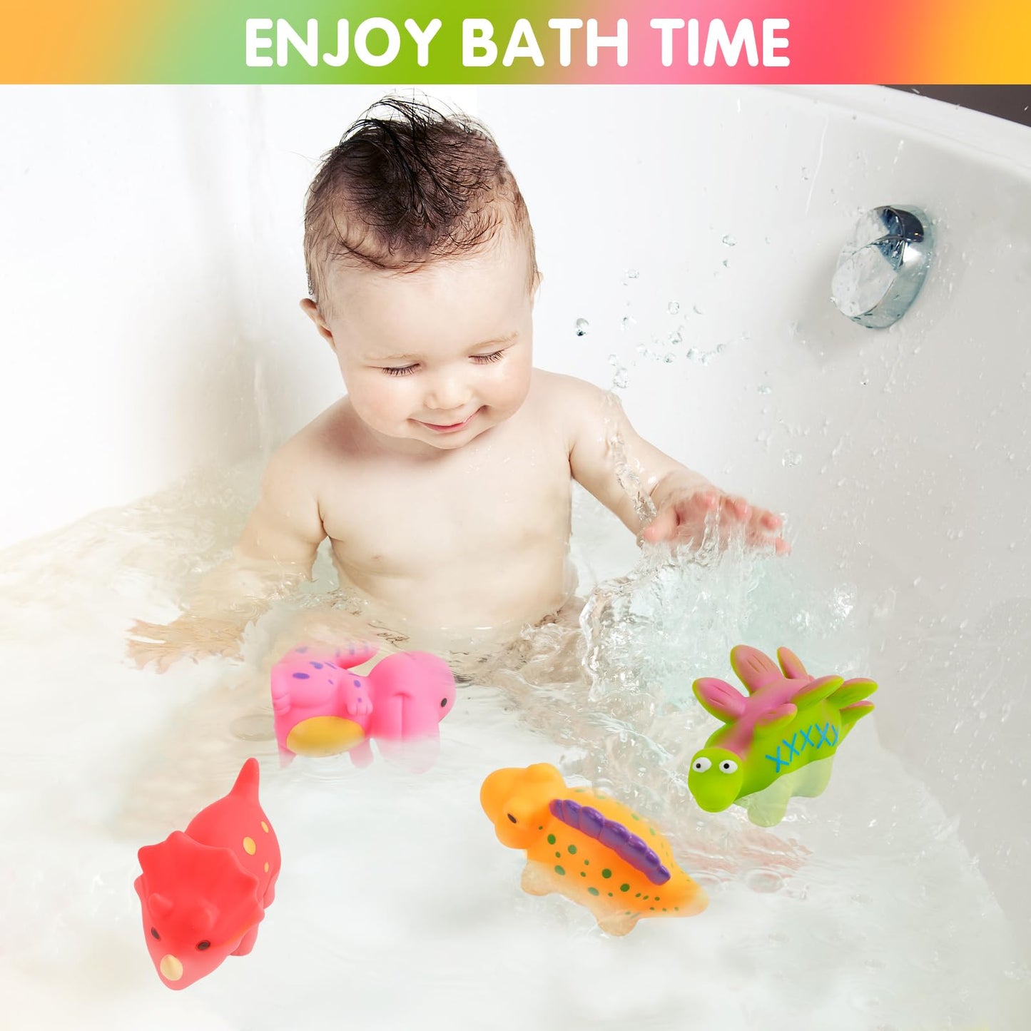 6 Pcs Silicone Dinosaur Bath Toys for Kids - Gigilli