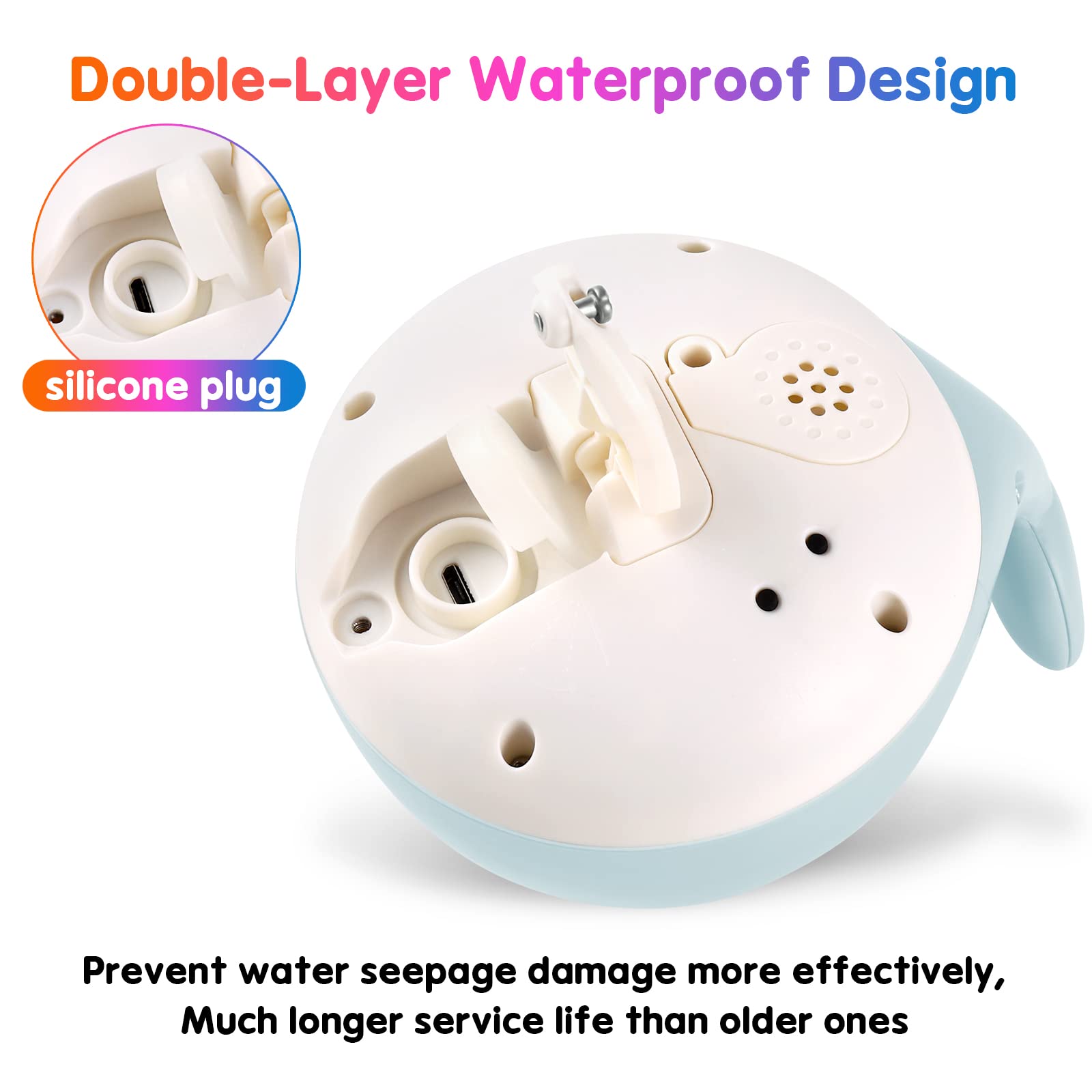 Baby Whale Bath Toys With Upgraded Light-Up-Blue Gigilli