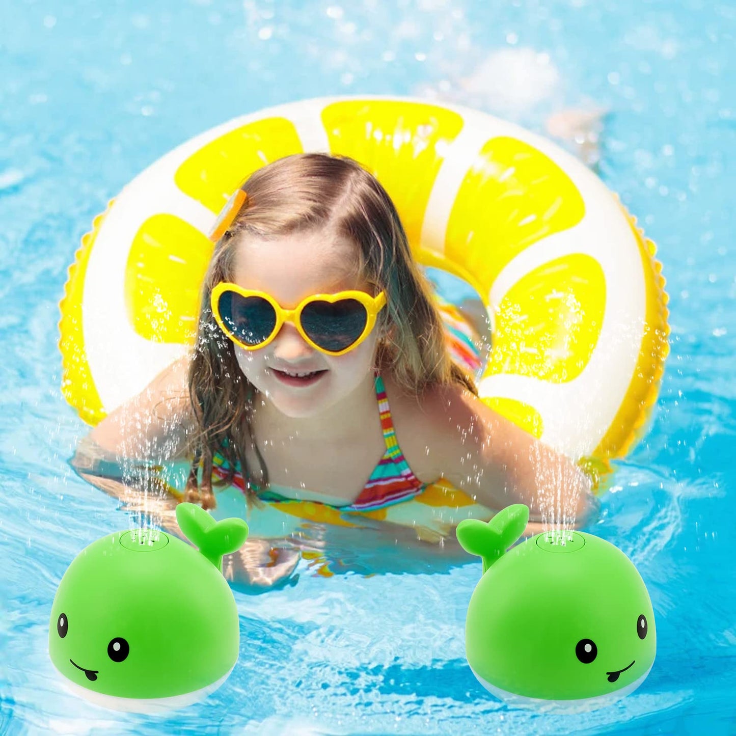 Baby Whale Bath Toys With Upgraded Light-Up-Green - Gigilli