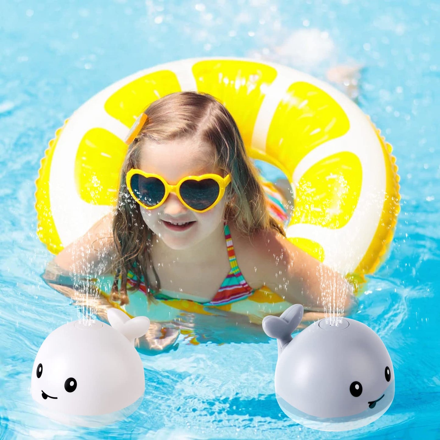 Baby Whale Bath Toys With Upgraded Light-Up-White - Gigilli
