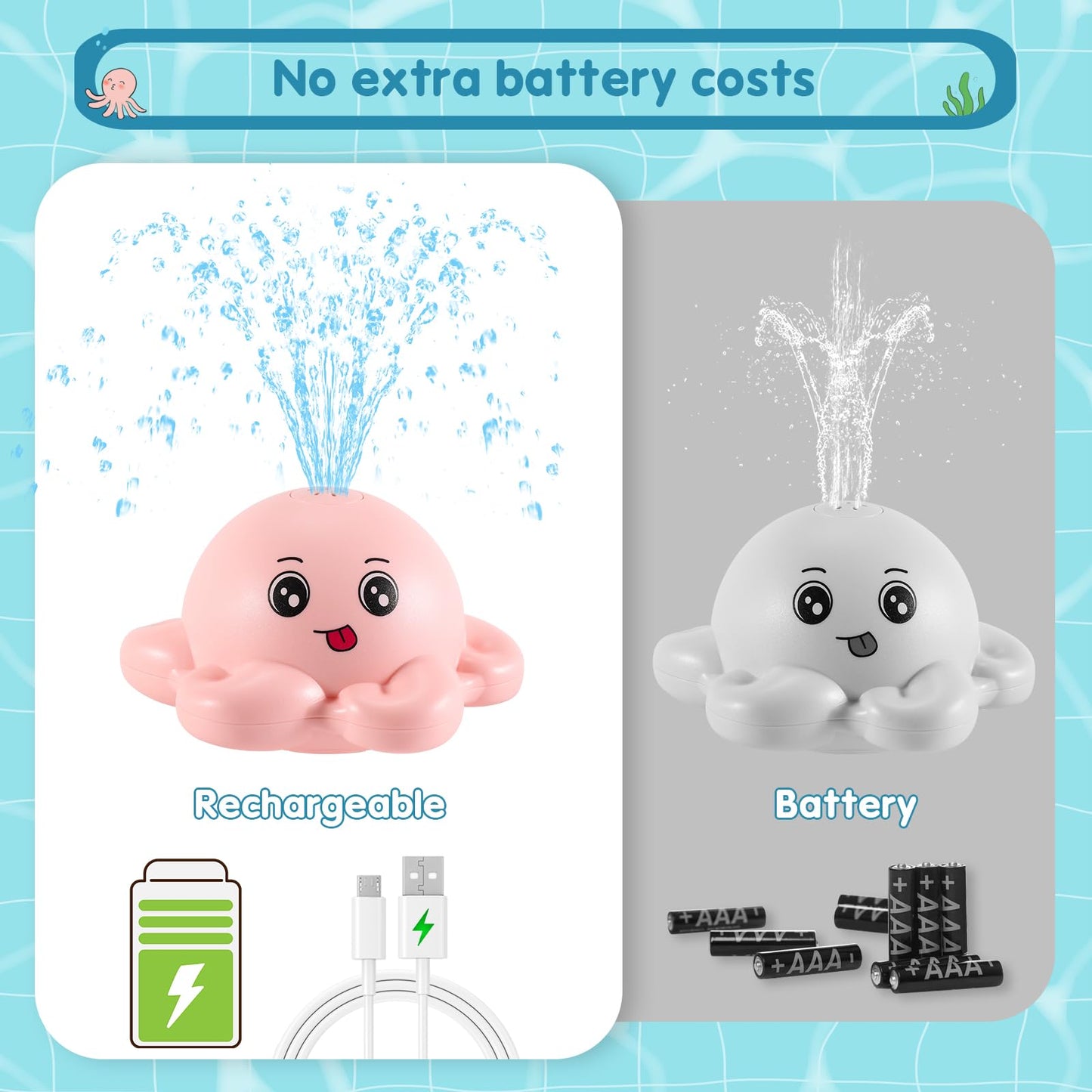 Octopus Bath Toys Rechargeable Kids-Pink - Gigilli