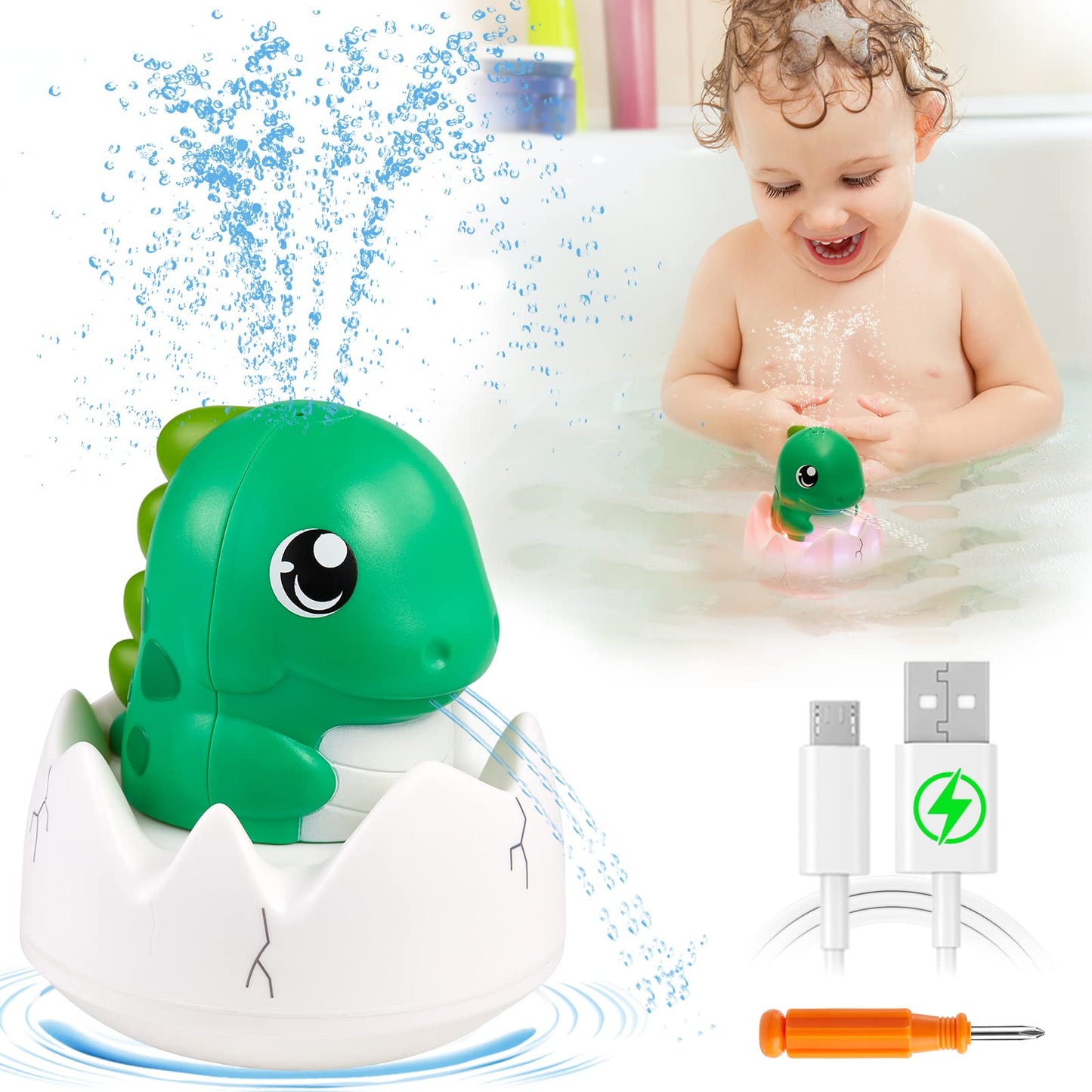 Rechargeable Dinosaur Baby Bath Toys-Green - Gigilli