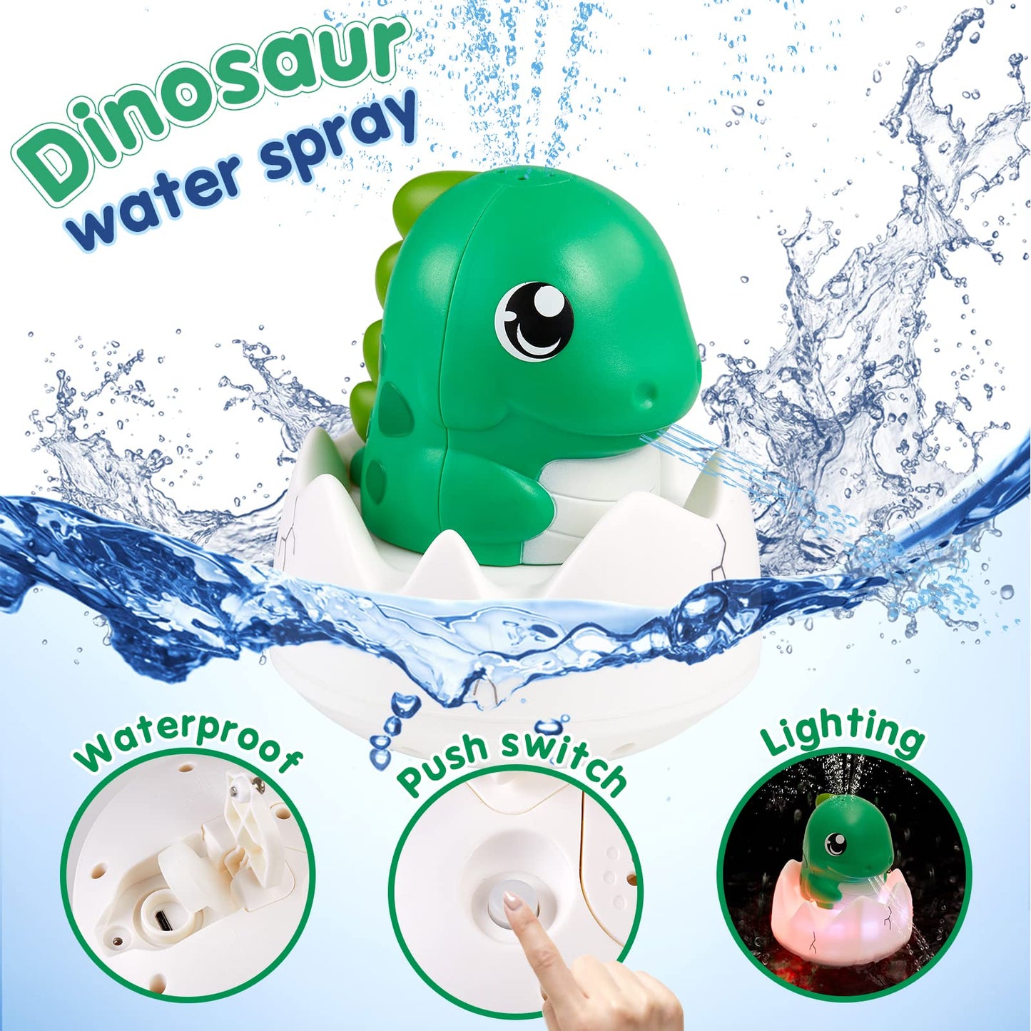 Rechargeable Dinosaur Baby Bath Toys-Green - Gigilli