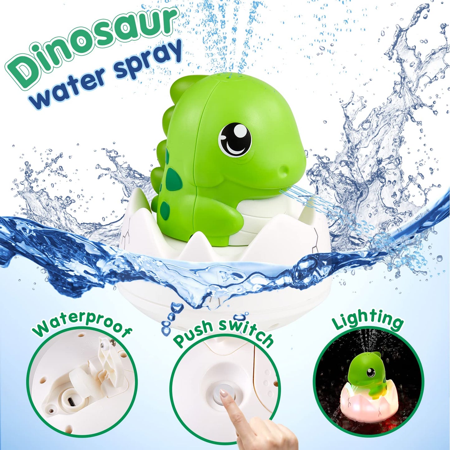 Rechargeable Dinosaur Baby Bath Toys-Light Green - Gigilli