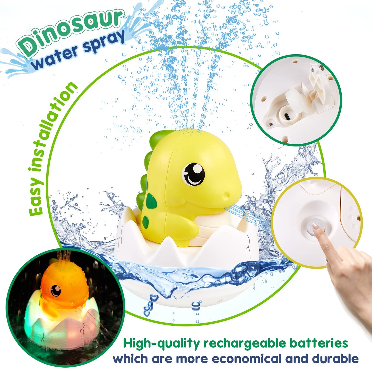 Rechargeable Dinosaur Baby Bath Toys-Yellow - Gigilli