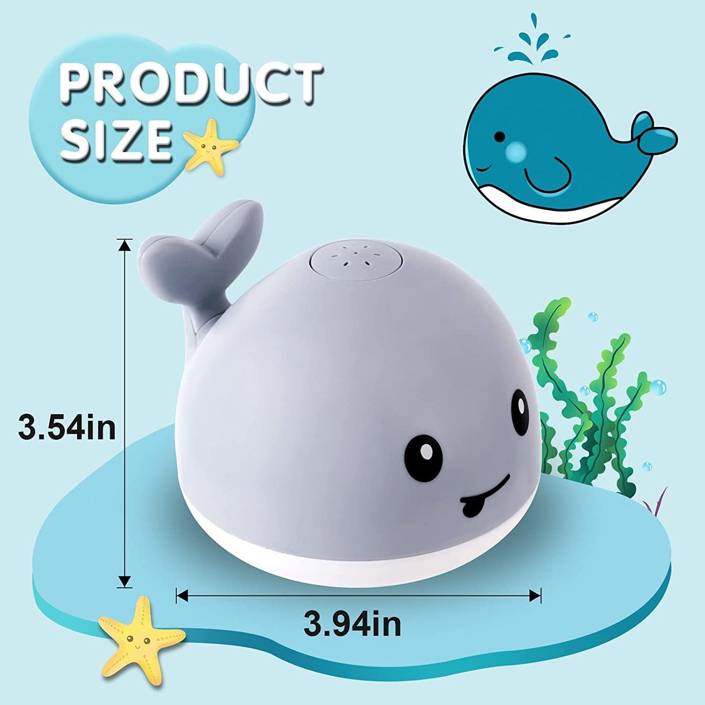 Whale Bath Toy with 4 Modes Dinosaur Bath Toys-Grey - Gigilli