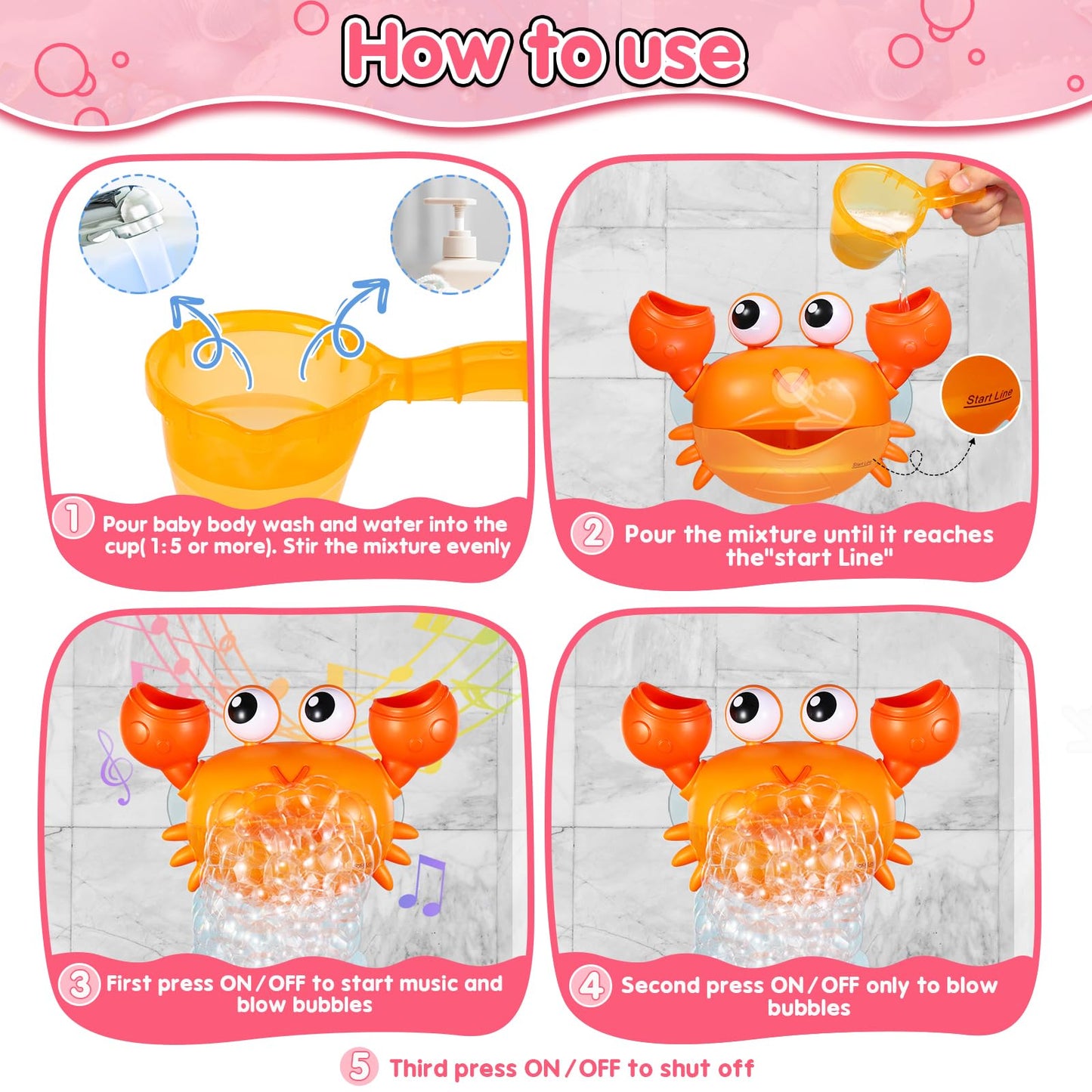 Machine à bulles de bain de crabe améliorée, rechargeable