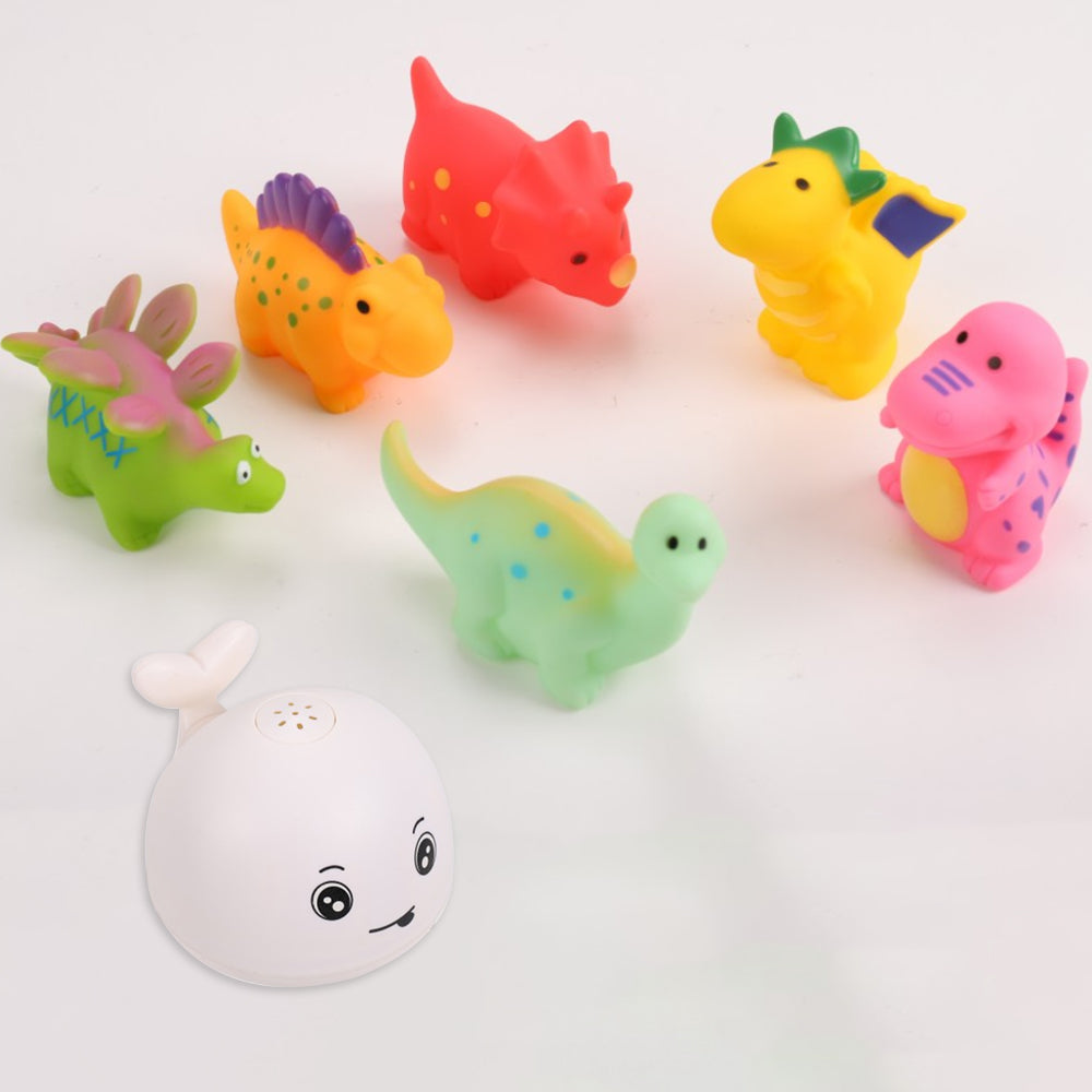 Whale Bath Toy Rechargeable with Dinosaur Bath Toys-White