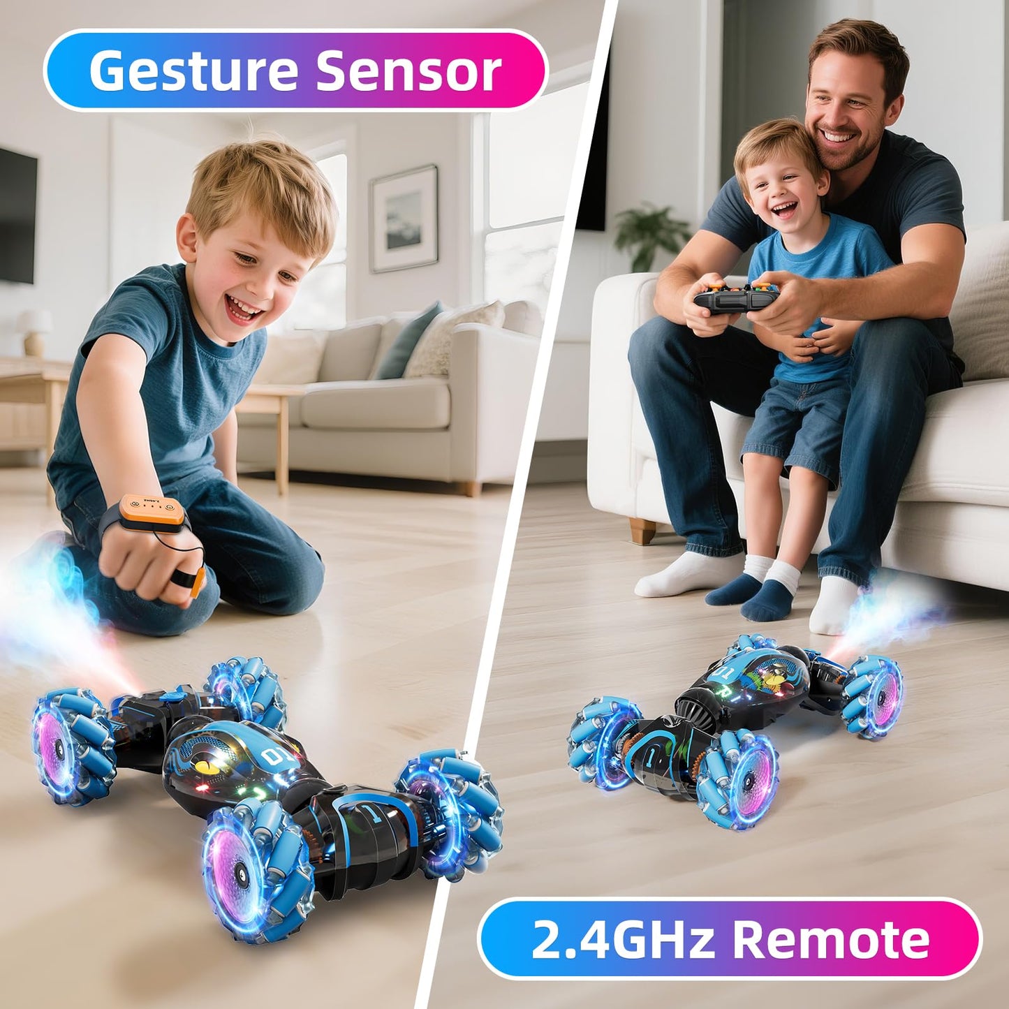 Gesture Sensing RC Car 4WD Remote Control - Blue