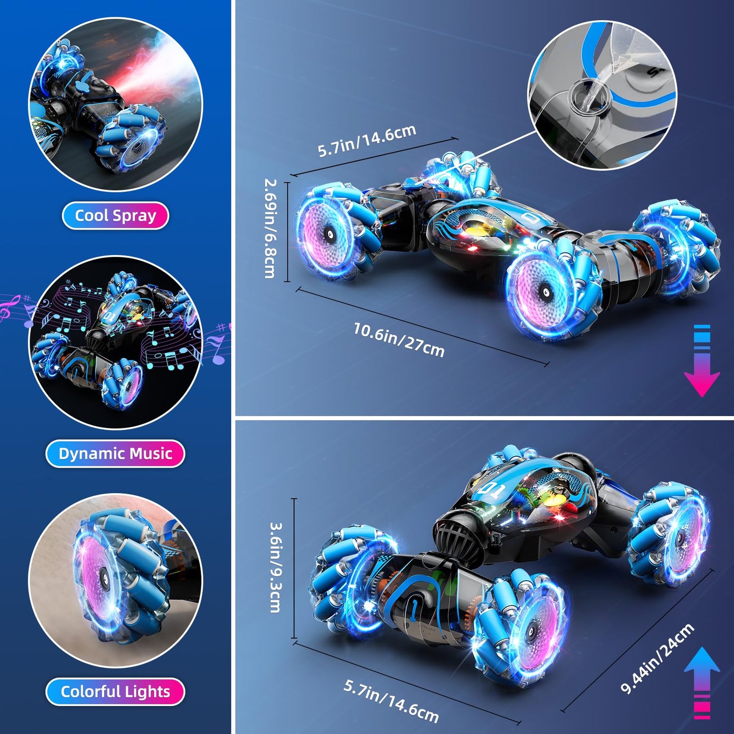 Gesture Sensing RC Car 4WD Remote Control - Blue
