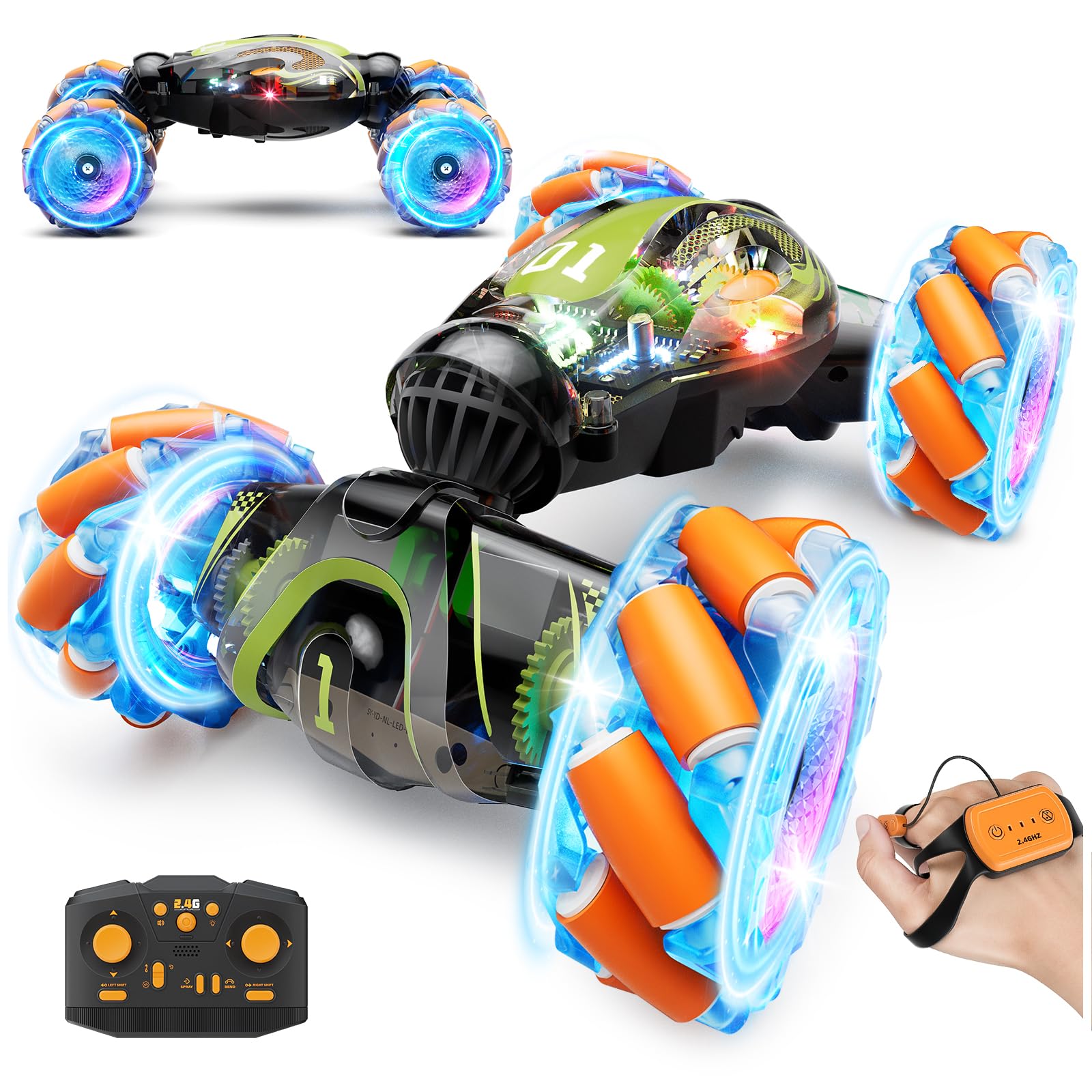 Gesture Sensing RC Car 4WD Remote Control - Orange Green | Gigilli