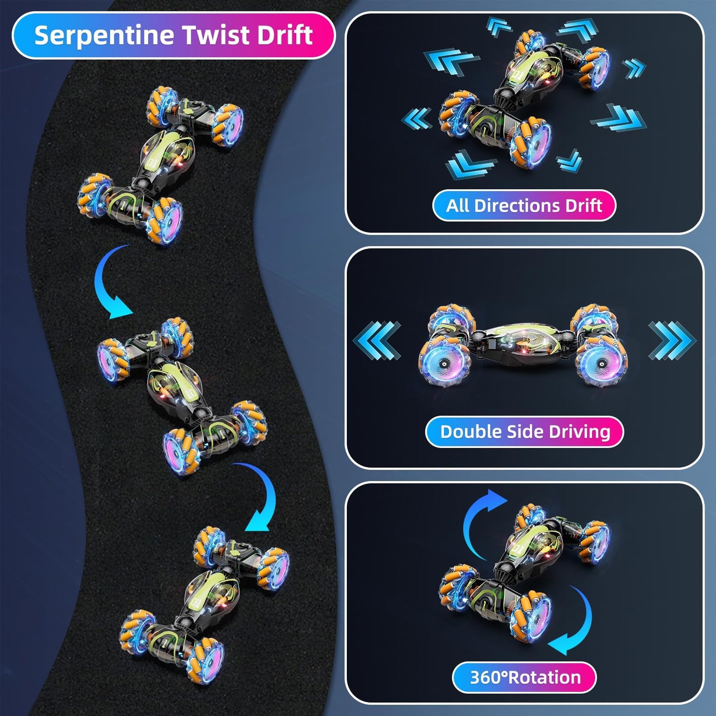 Gesture Sensing RC Car 4WD Remote Control - Orange Green