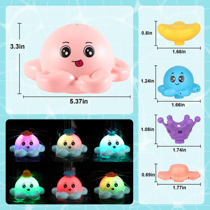 Jouet de bain pour bébé avec 4 modes de pulvérisation d'eau, jouets de baignoire en forme de poulpe lumineux, jouets de baignoire à rotation Jouet de bain pour bébé avec 4 modes de pulvérisation d'eau, jouets de baignoire en forme de poulpe lumineux, jouets de baignoire à rotation