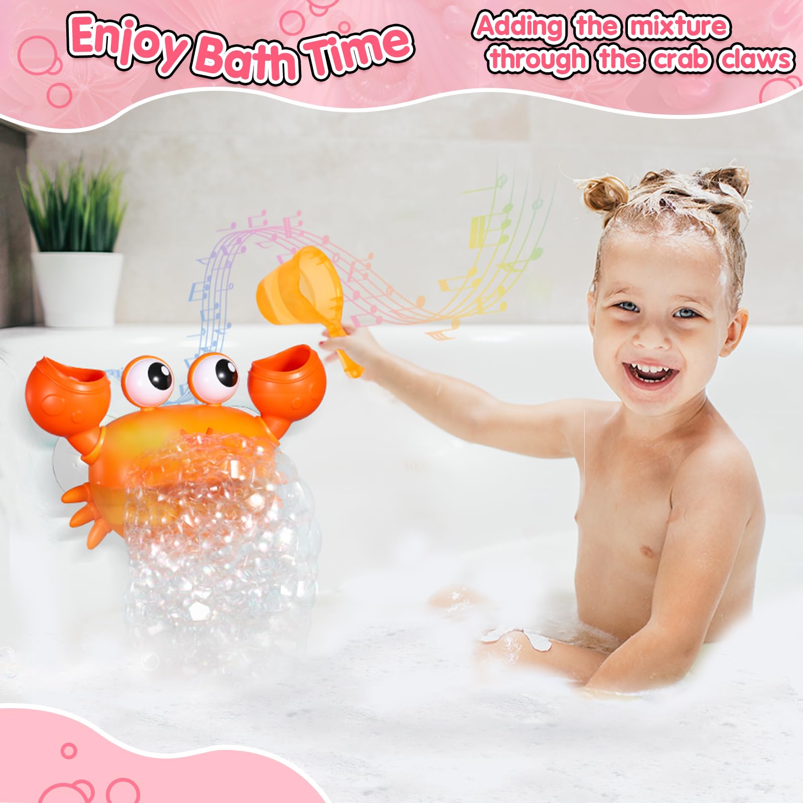 Upgraded Crab Bath Bubble Maker Rechargeable